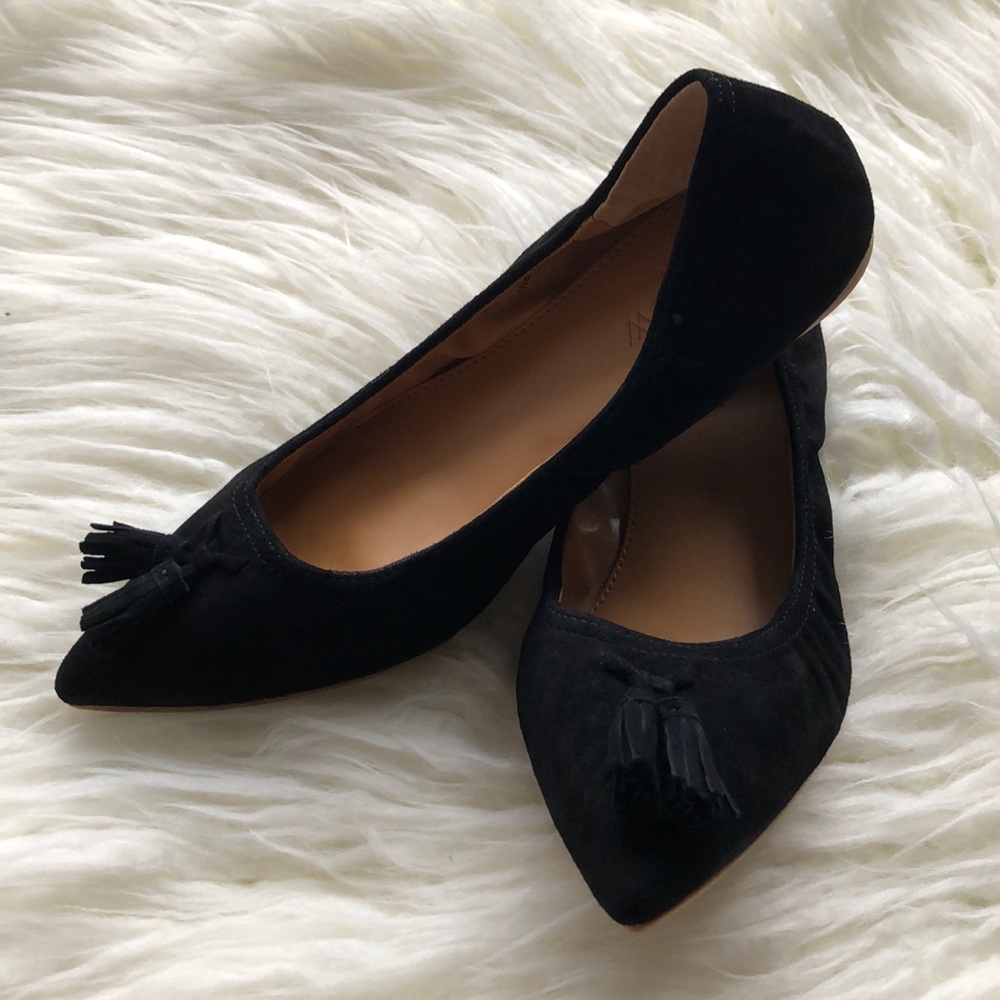 J.CREW Suede Tassel Stretch Flats
